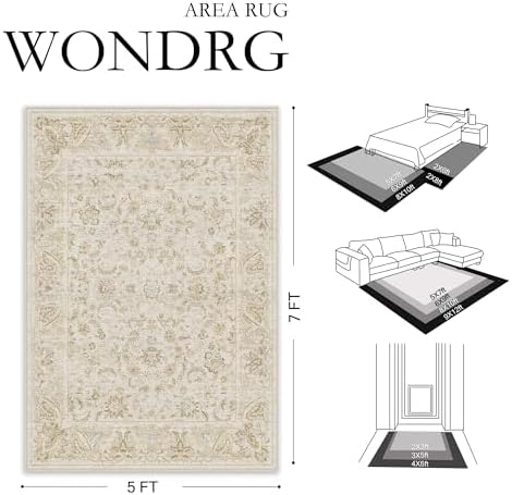 2x3 Beige Washable Area Rug Non Slip Retro Distressed Doormat - Image 2
