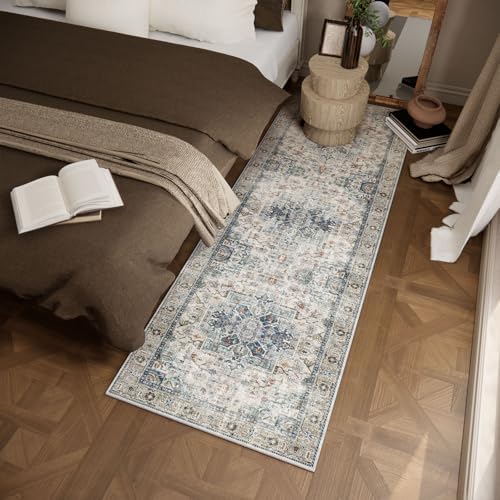 Machine Washable Kitchen Runner Rugs: 2'6"x8' Hallway Runner Rug Non Slip Low Pile Stain Resistant Soft Carpet Runners for Hallways Indoor Entryway Kitchen Laundry Room Beside Farmhouse - Image 3