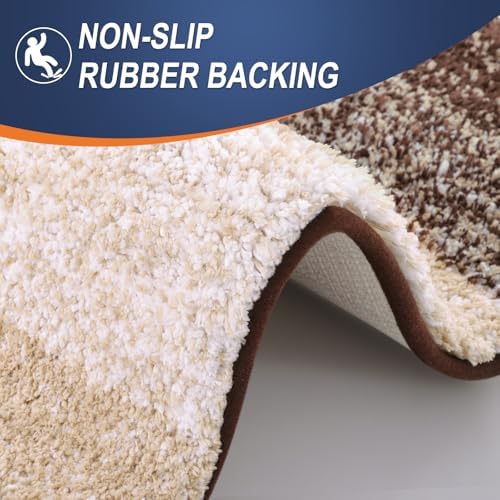 OLANLY Microfiber Bathroom Rugs Sets 3 Piece, Absorbent Bath Mats, Brown - Image 5