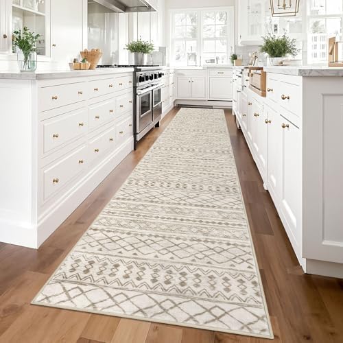 KUTA Boho Long Runners for Hallways 2.6x14 ft Moroccan Beige Washable - Image 3