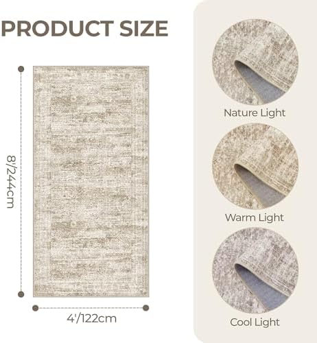 4x8 Rug Non Slip,Washable Hallway Runner Rug,Brown - Image 2