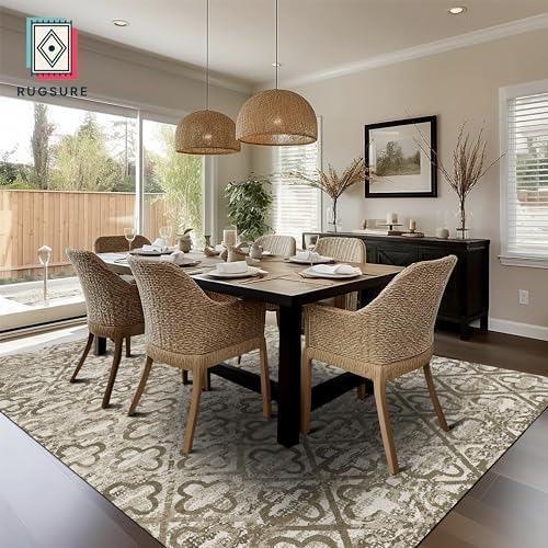 RUGSURE Washable Area Rugs, 5' x 7' - 1/6 Thick - Stain & Water Resistant Non-Slip - Perfect Resistant Rug for Living Room, Bedroom, Nursery, Pet & Child Friendly, Vibrant Colors Rugs, Brown - Image 4