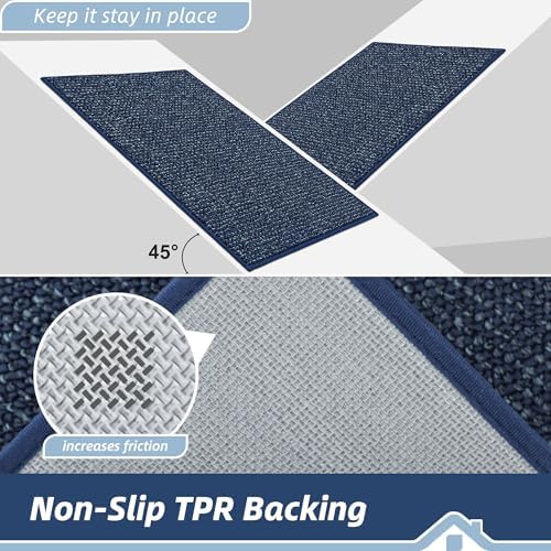 BEQHAUSE Dirt Trapper Door Mat 20" x 32", Non-Slip Washable Doormats, Blue - Image 6