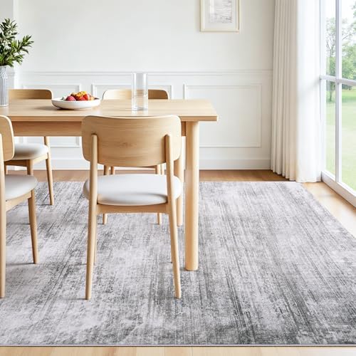Tosuoka Washable Rug 8x10 Area Rugs for Living Room, Gray Abstract Soft - Image 6