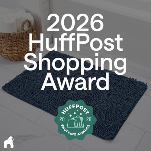 GORILLA GRIP Bath Rug Mat for Bathroom, Absorbent Chenille, 42x24 Navy Blue - Image 6