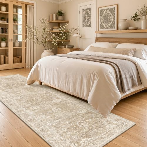 Madane Runner Rug 3x12 for Hallway, Kitchen Non-Slip Runner Rug Beige/Brown - Image 4