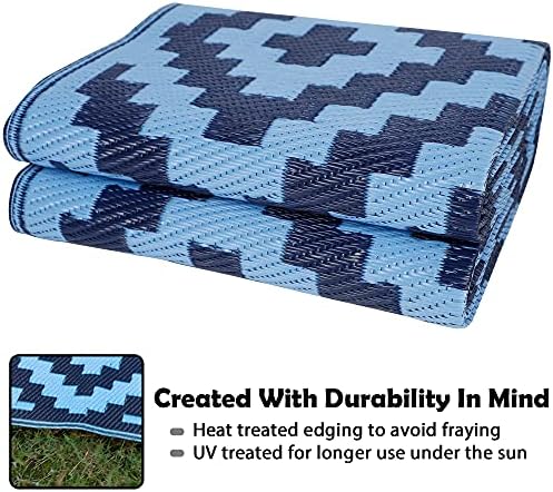 SAND MINE Reversible Mats, Plastic Straw Rug, Modern Area Rug, Large Floor Mat and Rug for Outdoors, RV, Patio, Backyard, Deck, Picnic, Beach, Trailer, Camping, Blue, 5' x 8' - Image 3