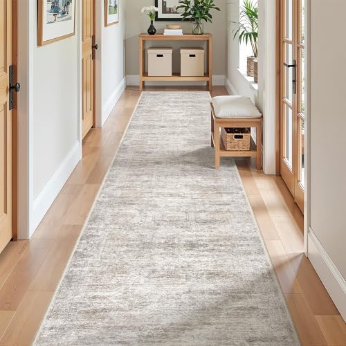 2x12 Runner Rug Non Slip,Washable Hallway Runner Rug,Taupe - Image 3