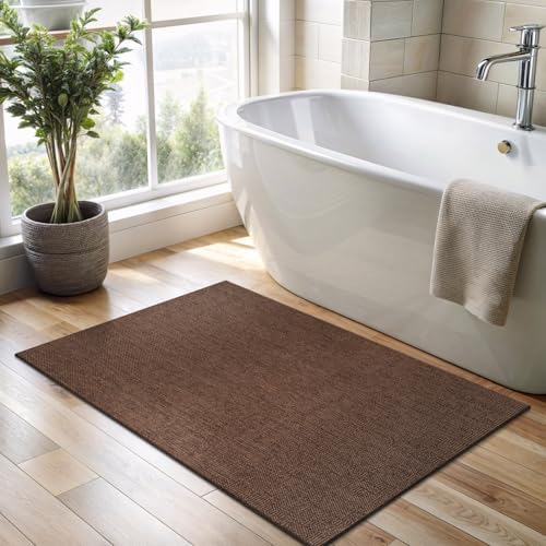 CAMILSON Easy Jute Rug 2x3, Indoor Outdoor Brown Color Fiber Area Rugs for Living Room and Kitchen Rug, Solid Boho Woven Design, Easy-Cleaning, Washable Outside Carpet Alfombras (2 x 3) - Image 4