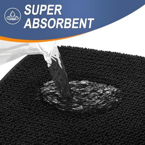 OLANLY Memory Foam Large Bathroom Rugs 40x32, Absorbent Bath Mat, Black - Image 3