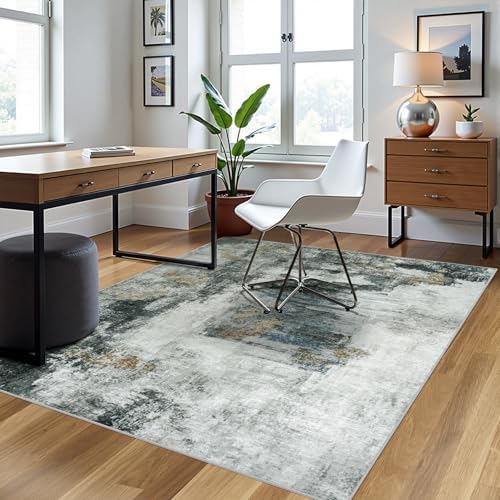 4x6 Area Rugs for Living Room Washable Bedroom Dining Room Black Gold - Image 3