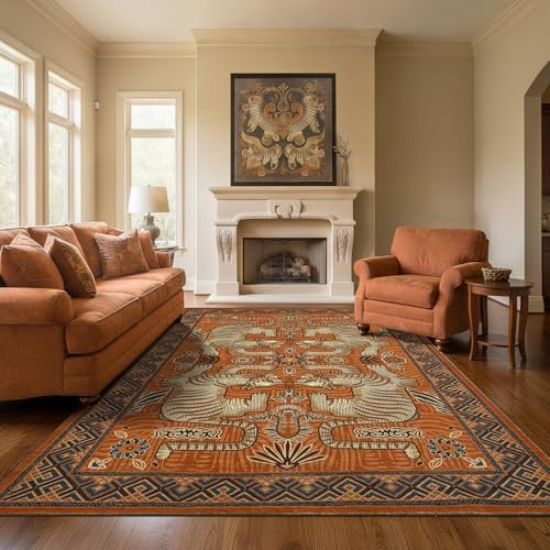 GarveeHome Large Tiger 9x12 Area Rugs Boho Washable Vintage Living Room Rug by GarveeHome