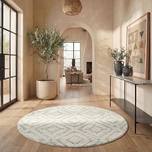 SAFAVIEH Adirondack Round Rug 6', Boho Ivory & Green ADR131X by Unknown