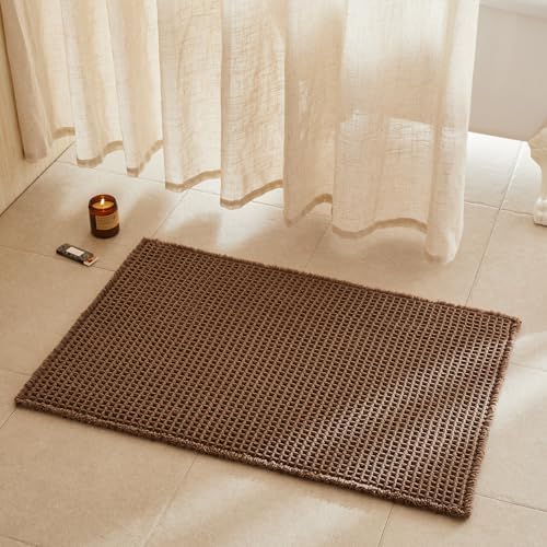 TYUU Waffle Bath Mat, Boho Bathroom Rugs Non Slip, 36x24 Mocha by TYUU