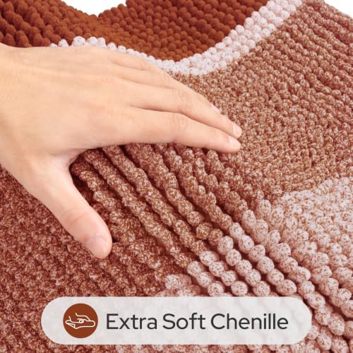 HOMEIDEAS Fall Burnt Orange Bathroom Rugs Sets 2 Piece, 20"x32"+17"x24" - Image 2