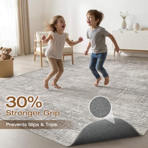LOONGRUG 5x7 Area Rug Washable Neutral Modern Living Room Rug Brown Gray - Image 3