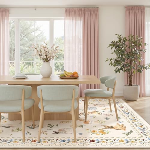 Soalmost Dog 8x10 Area Rugs for Living Room, Washable Animal Soft Rug Beige - Image 4
