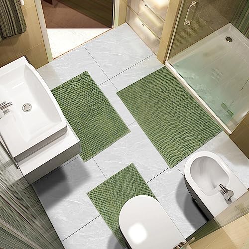 Urvoix Bathroom Rugs Sets 3 Piece, Non-Slip Chenille Bath Rug Set - Image 2