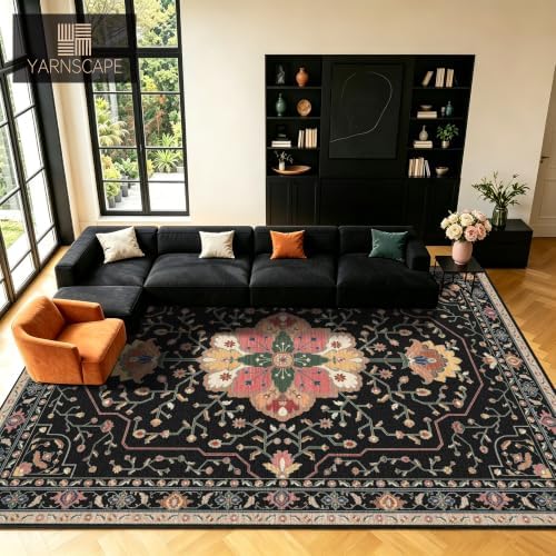 YARNSCAPE 9' x 12' Machine Washable Area Rug, Non-Slip Low-Pile Carpet - Image 2