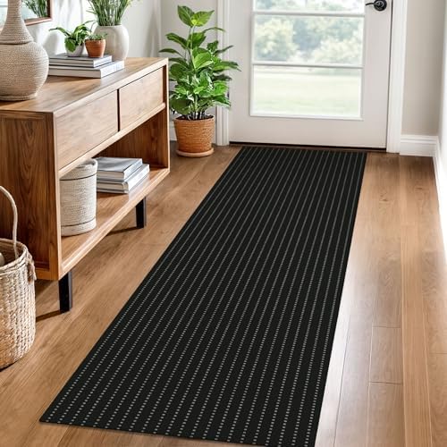 EARTHALL Washable Runner Rug, Non Slip Hallway Runner, 2x6 Ft, Black/Grey by Unknown
