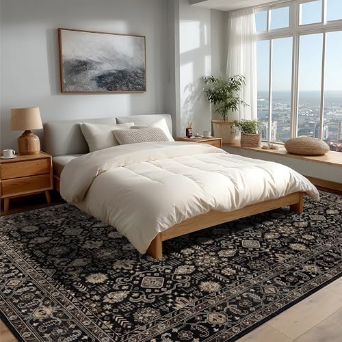 Ruaruarug Washable Area Rug 10×14 for Living Room, Ultra Soft, Black Gold - Image 2
