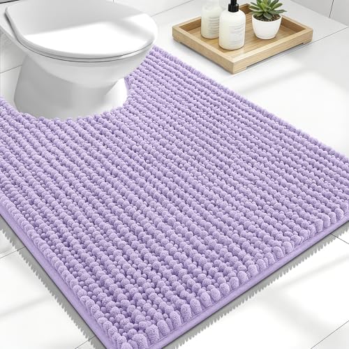 OLANLY Thick Chenille Toilet Rugs U-Shaped 24x20, Lavender by OLANLY