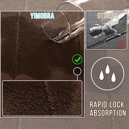 Yimobra 3 Pieces Memory Foam Bath Mat Set with U-Shaped Toilet Rug - Non Slip Super Soft Absorbent Quick Dry Bathroom Rugs for Bathtub, Vanity & Toilet Base, Brown - Image 4