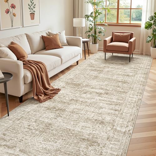 4x12 Runner Rug Non Slip,Washable Hallway Runner Rug,Brown - Image 3
