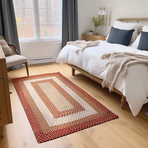 Super Area Rugs 20x30 Farmhouse Braided Rug - Natural Soft Cotton Carpet for Bathroom, Kitchen, Doorway - Primitive Country Woven Rug - Red/Cream/Ivory - Image 7