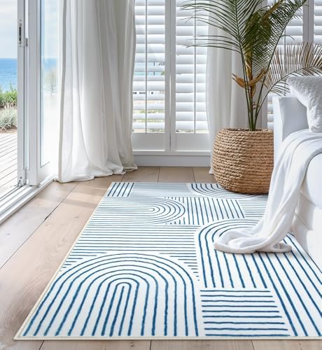 Lahome Abstract Washable Rugs, 4x6 Blue Rug for Bedroom Nursery Living Room - Image 5