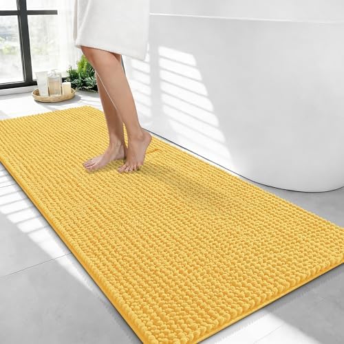 OLANLY Thick Chenille Bathroom Runner Rugs Mats 44x24, Yellow by OLANLY