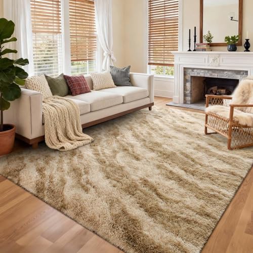 9x12 Ft Extra Large Shag Rugs for Living Room, Ultra Soft Fluffy Furry Area Rugs for Bedroom Indoor Floor, Aesthetic Carpet for Kids Home Decor (Khaki) - Image 2