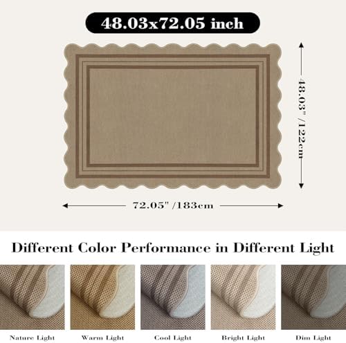 Modern Easy Jute 4x6 Outdoor Patio Rug, Washable Indoor Brown Kitchen Rugs Farmhouse Neutral Non Slip Area Rug for Living Room Backyard Bedroom - Image 2