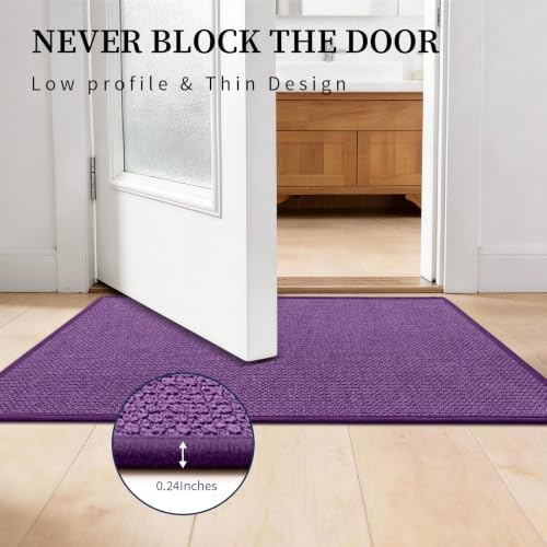 YIHOUSE Purple Bathroom Rugs Sets 3 Piece, Quick Dry Thin Bath Mat with Toilet Rug, Non Slip Absorbent Machine Washable, Bath Runner Rugs for Bathtub Sink Home Decor - Image 6