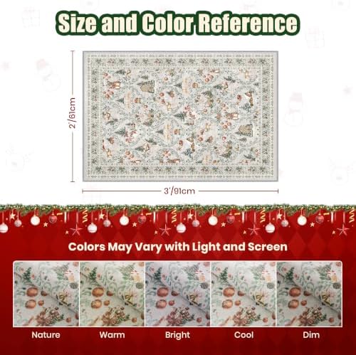 Christmas Area Rug 2x3, Washable Rugs for Entrance (2'x3', Grey) - Image 2