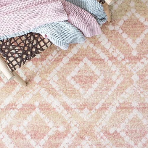 SAFAVIEH Adirondack Collection Runner Rug - 2'6" x 8', Rose & Gold, Modern Diamond Distressed Design, Non-Shedding & Easy Care, Ideal for High Traffic Areas in Living Room, Bedroom (ADR131Q) - Image 4