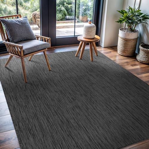 CAMILSON Outdoor Rug 6x9 Modern Area Rugs for Indoor and Outdoor Patios and Porches - Waterproof, Washable, Non-Shedding, Easy-to-Clean Outside Carpet (6 x 9, Solid - Dark Gray) - Image 7