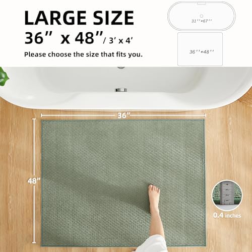 TYUU Large Bathroom Rugs Non Slip Washable Bath Rugs Super Absorbent Bathroom Rug Thin Quick Dry Low Pile Bath Mats, Sage Green 36"x48" - Image 2