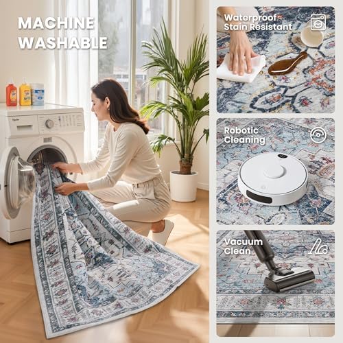 zesthome 5x7 Area Rugs for Living Room,Large Washable Rug,Blue - Image 5