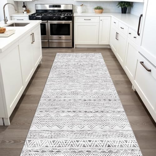 Ksrau 3x6 Runner Rug Washable Moroccan: Non Slip Hallway Floor Mat Grey - Image 7