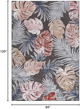 CAMILSON Indoor Outdoor Rug, Brown 7’10”x10’ Leaf Tropical Botanical Area Rugs for Indoor and Outdoor patios, Easy-Cleaning Non-Shedding Living Room, Garden and Kitchen Washable Outside Carpet (8x10) - Image 2