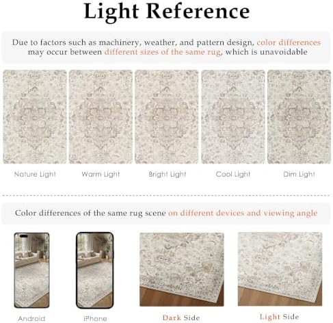 PureCozy Beige Runner Rug 2x8 Kitchen Vintage Floral Non-Slip Carpet - Image 7