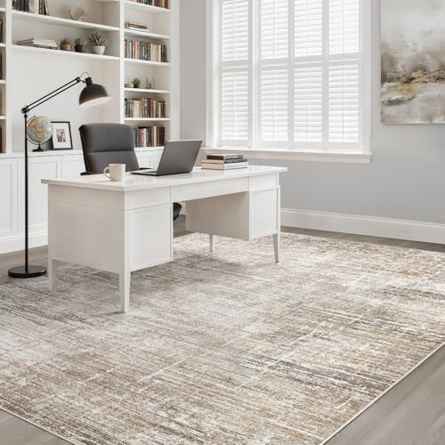 LOONGRUG 7x9 Area Rug Washable Neutral Modern Living Room Rug Dark Brown - Image 7