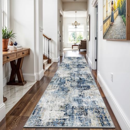 Machine Washable Runner Rugs 3x7 Modern Abstract Rug Midnight Sky by WIEVEDENS