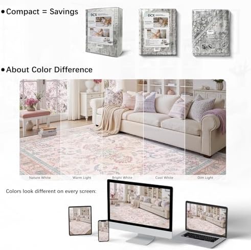 DCX 5x7 Pink Vintage Floral Rug - Image 4
