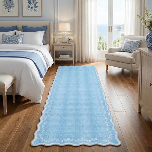 GarveeHome 2.5x8 Scalloped Washable Runner Rug Non Slip Hallway Kitchen Rug by GarveeHome