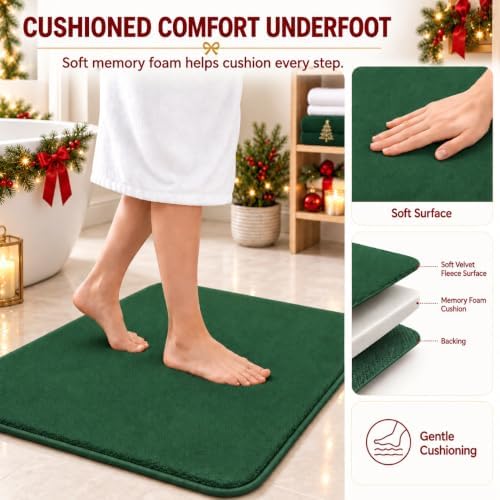 RUN HELIX Bathroom Rugs Sets 3 Piece, Soft Absorbent Memory Foam Bath Mats Set, Dry Fast Bath Mat, Machine Washable Bath Rug Set for Bathroom （Forest Green） - Image 3