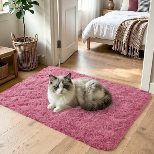 2x3 Blush Fluffy Soft Area Rug Non-Slip for Kids Bedroom Nursery Playroom - Image 2