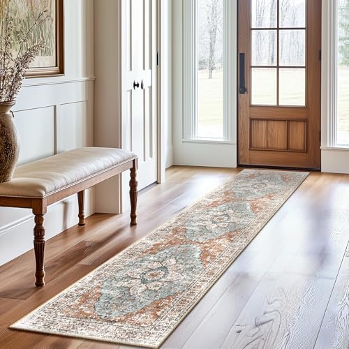 BESTSWEETIE Washable Boho 2x8 Runner Rug for Living Room, Green Brick by BESTSWEETIE