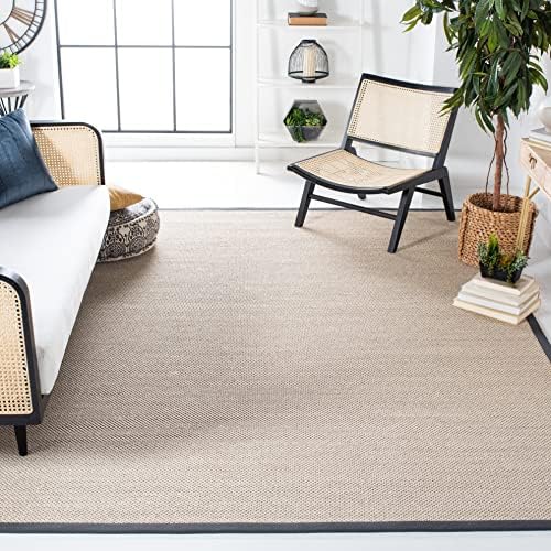 SAFAVIEH Natural Fiber Square Rug 10', Sisal Textured Marble NF143D by Unknown